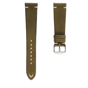 Bracelete de relógio couro genuíno vintage olive green 